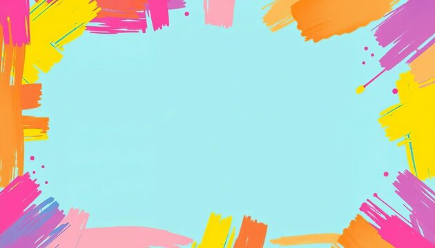 Vibrant, abstract brush stroke border; playful, whimsical design elements,  happy colors,  kindergarten