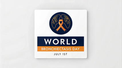 World bronchiectasis day july 1st awareness graphic with lung symbol isolated on white background