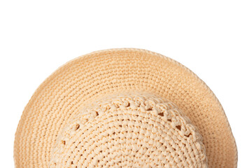 Straw summer hat with isolated on white background.