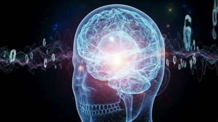 Futuristic Neuroscience Animation of Brain Activity, Synapses, and Digital Information Flow. - Powered by Adobe