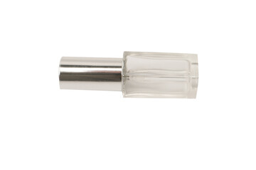 Perfume automiser, perfume transparent glass bottle isolated on white background.
