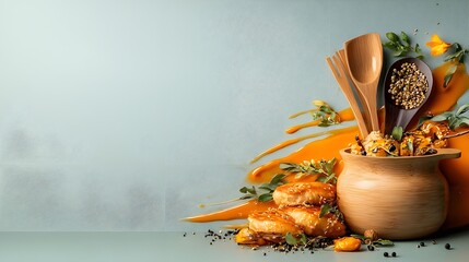 Vibrant Orange Flowers in Rustic Wooden Vase