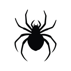 Black spider silhouette vector isolated arachnid icon.