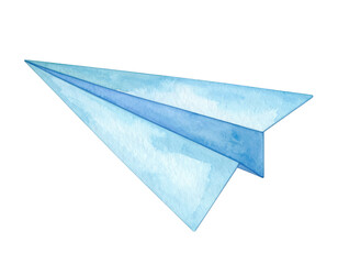 A majestic blue paper airplane soaring through the vast sky, symbol of freedom and dreams