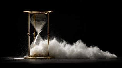Hourglass, time flowing, disappearing sand