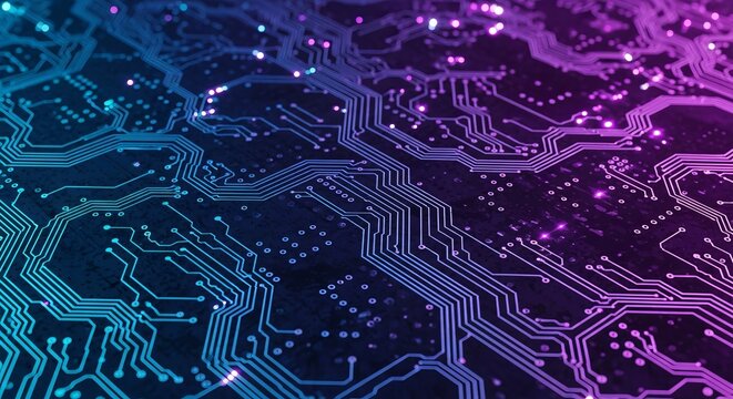 Blue and Purple technology background circuit.