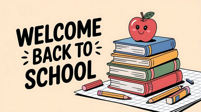 Back to school sale poster flyer template design with text layout and education icons, shopping for school, school opening, banner, poster, created with generative ai