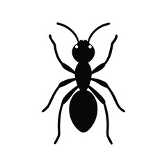 Ant silhouette vector icon. Black insect pest symbol. 