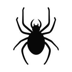 Black spider silhouette Isolated vector arachnid icon.