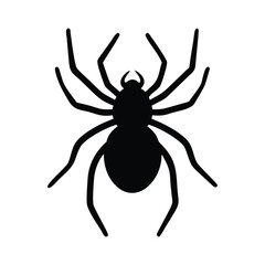 Spider silhouette vector icon. Creepy arachnid pest. 