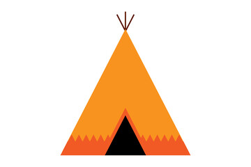 Orange camping tent vector illustration isolated PNG background. Native American teepee tipi for outdoor adventure, wilderness camping, festival design. Perfect for travel and nature projects. PNG