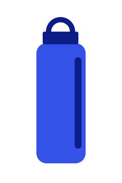 Blue water bottle with handle and side grip isolated on white background. Modern reusable drink container for hydration, fitness, sports, outdoor activities and eco-friendly lifestyle concept. PNG