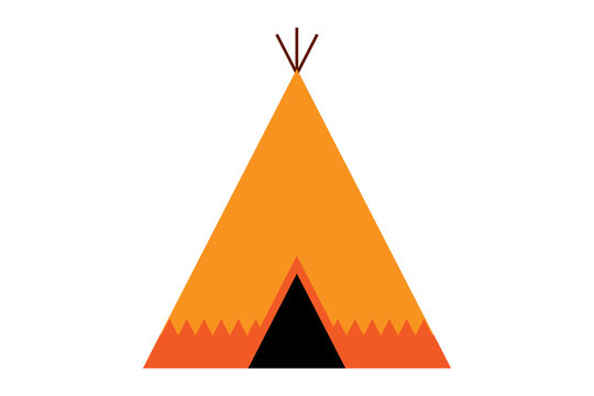 Orange camping tent vector illustration isolated PNG background. Native American teepee tipi for outdoor adventure, wilderness camping, festival design. Perfect for travel and nature projects. PNG