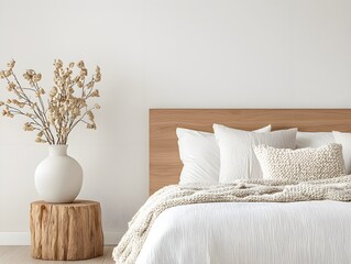 Modern Minimalist Bedroom Decor with White Bedding