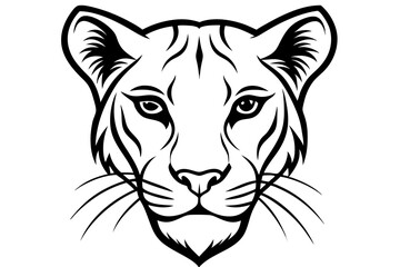 Black and white tribal lioness head animal feline