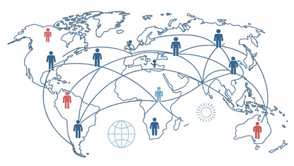 Global network connections world map international business communication social media technology...