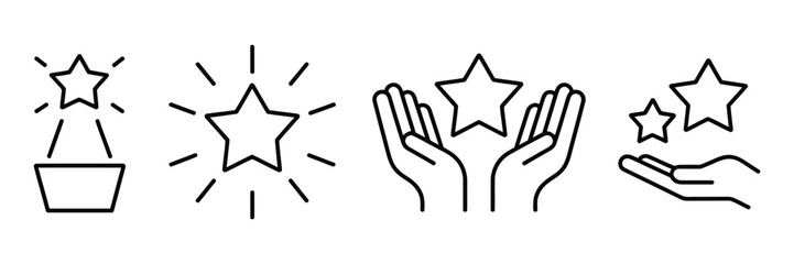 Collection of star, achievement, rating, success, and excellence line icon vector isolated on white background