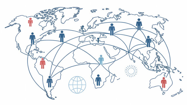 Global network connections world map international business communication social media technology concept