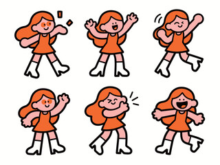 Naklejka premium Dancing Girl in Orange Dress Showing Joyful Movements