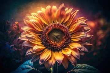 Vintage Sunflower Art Photography: Vibrant Petals, Warm Colors, Intricate Details