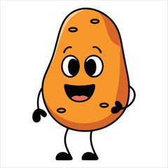Playful potato character illustration. Charming root vegetable illustration isolated on white, perfect for farm branding and food packaging designs.