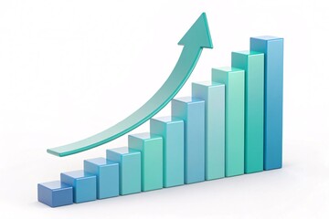 business graph with arrow, 3d Soft gradient bar graph turning into an upward arrow
