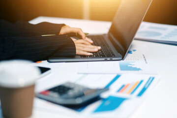 Audit concept,Administrator business man financial inspector and secretary making report...