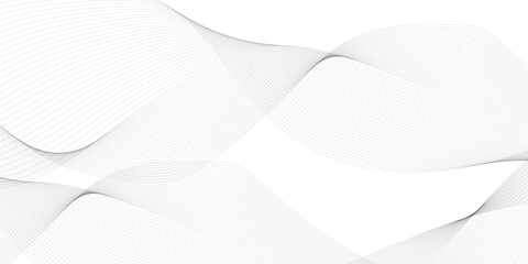 Abstract wavy white and grey curved lines on transparent background. Frequency sound wave lines and technology background, Design for brochure, flyer, banner, template, business wave lines background.