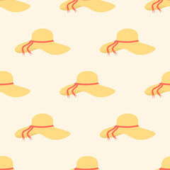 Summer hat. Seamless pattern. Vector illustration.