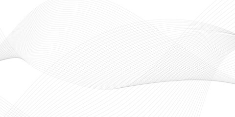 Abstract wavy white and grey curved lines on transparent background. Frequency sound wave lines and technology background, Design for brochure, flyer, banner, template, business wave lines background.