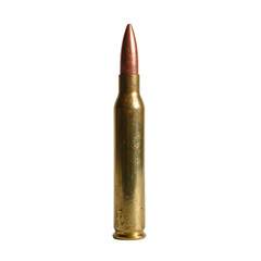 High quality single soft point hunting bullet with brass casing ideal for gun enthusiasts and hunting enthusiasts Isolated on a clean white background