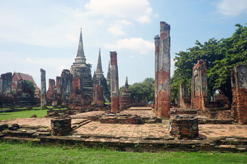Historical Park of Phra Lokanat Vihara. Buddhist temple within the old palace of the Kingdom of Ayutthaya. UNESCO World Heritage Site. Thailand.  