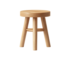 Wooden round stool with three legs