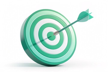 dart on target, 3d Mint gradient target icon with dart and chart shadows
