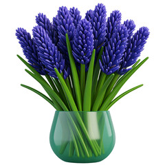 Fototapeta premium 3D Icon of Wild Indigo Herb Bouquet in Glossy Vase – Transparent Background PNG