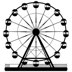 Silhouette drawing of a ferris wheel ride, Roller coaster silhouette