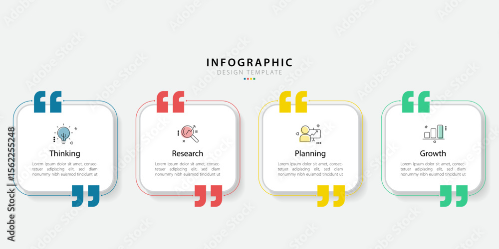 Poster infographic template 4 step timeline journey isolated background, data visualization flat simple des