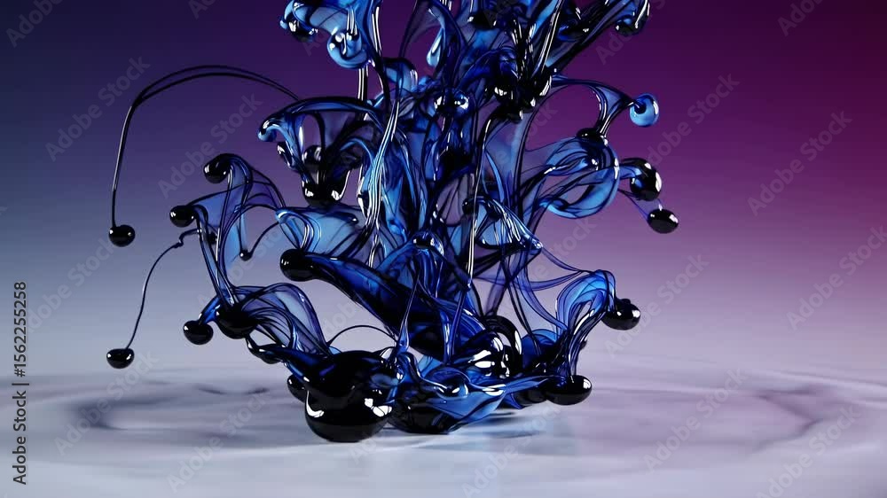 Aufkleber elegant blue ink twists and swirls as it disperses in water, generating intricate shapes. artistic d