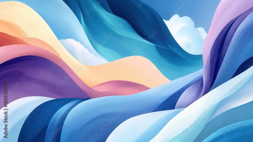 Poster colorful abstract waves texture with soft flowing shapes and gradient tones