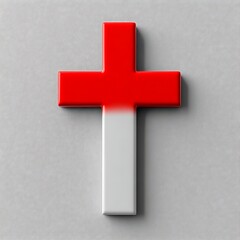 Obraz premium Red and white ombre cross on gray background