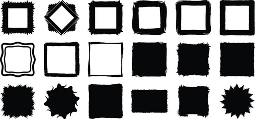 Set of grunge background set. Broken dirty rough frames collection. Grunge empty medium format frames.
