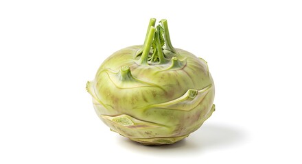 Naklejka premium Kohlrabi Isolated on White: A Fresh Vegetable Close-Up