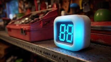 Digital timer on workbench