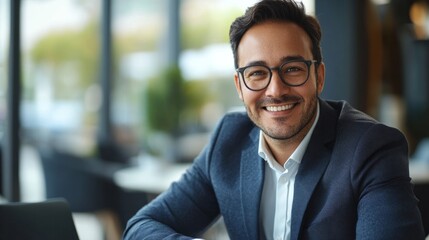 Obraz premium Professional male CEO seated at a roundtable, leading with poise and calm authority generative ai