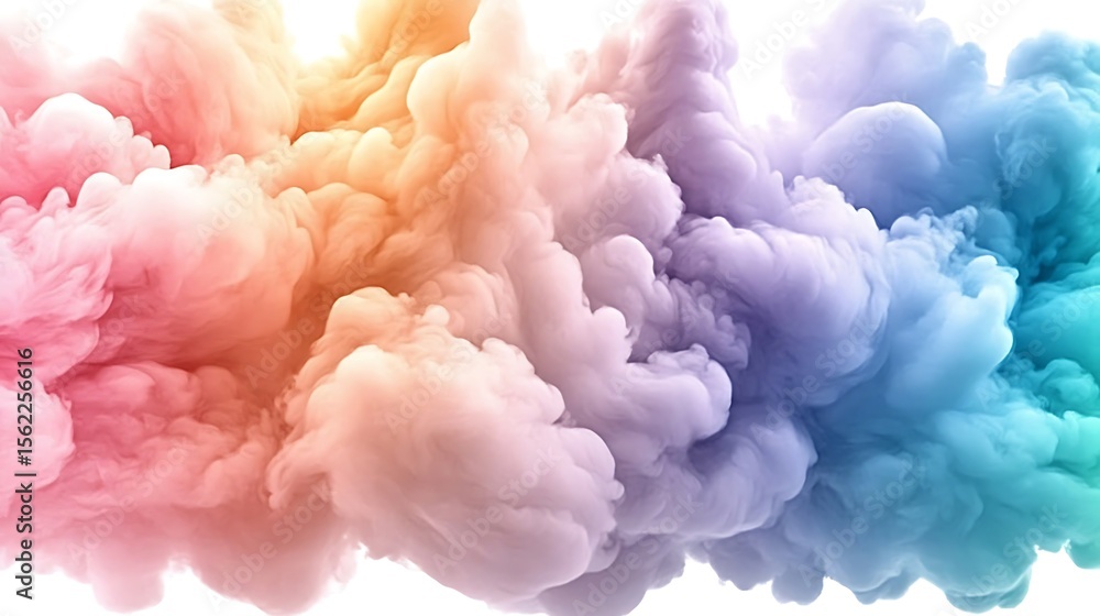 Aufkleber abstract colorful smoke clouds flowing across a white background creating an artistic visual effect 