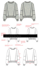 womens sweatshirt with piping techpack