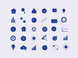 Business and Finance Icon Set – Minimal Analytics, Investment, and Marketing Vector Symbols