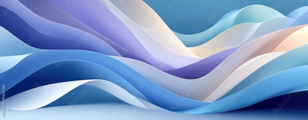 Aufkleber abstract layered waves design in blue tones with soft gradient effects