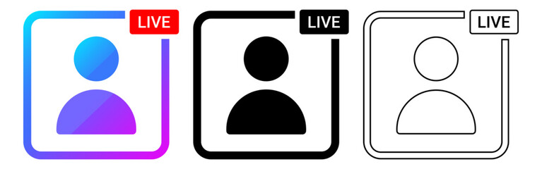 Live Streaming Profile Icon Set for Social Media and Broadcasting Concept in Multiple Styles