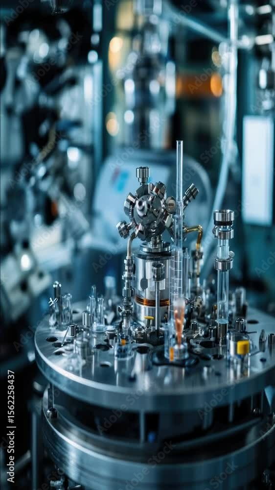 Aufkleber a close-up view of a machine in a busy factory setting, suitable for use in industrial or manufactur